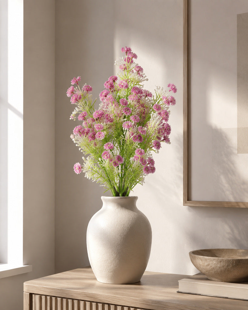Purple Soft Rubber Artificial Baby's Breath Bouquet - 34 cm