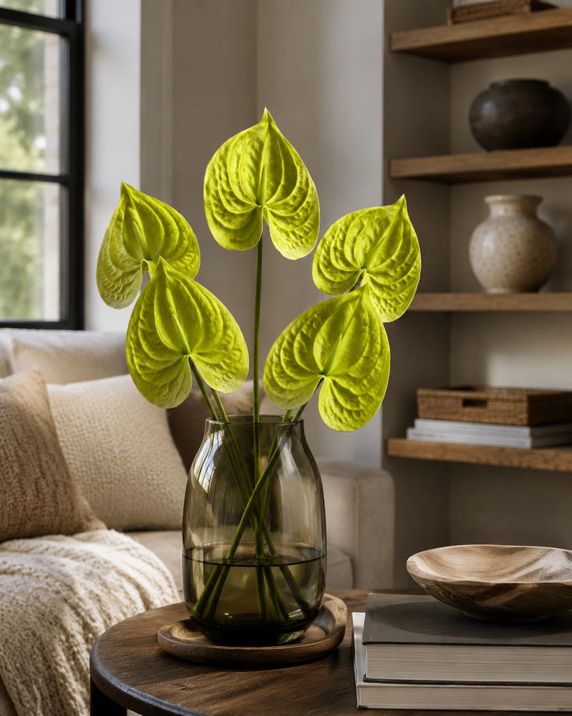 Green PU Artificial Anthurium Floral Stem - 57 cm