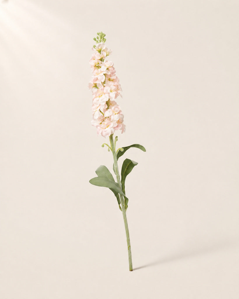 Light Pink Plastic & Fabric Artificial Stock Flower Stem - 82 cm