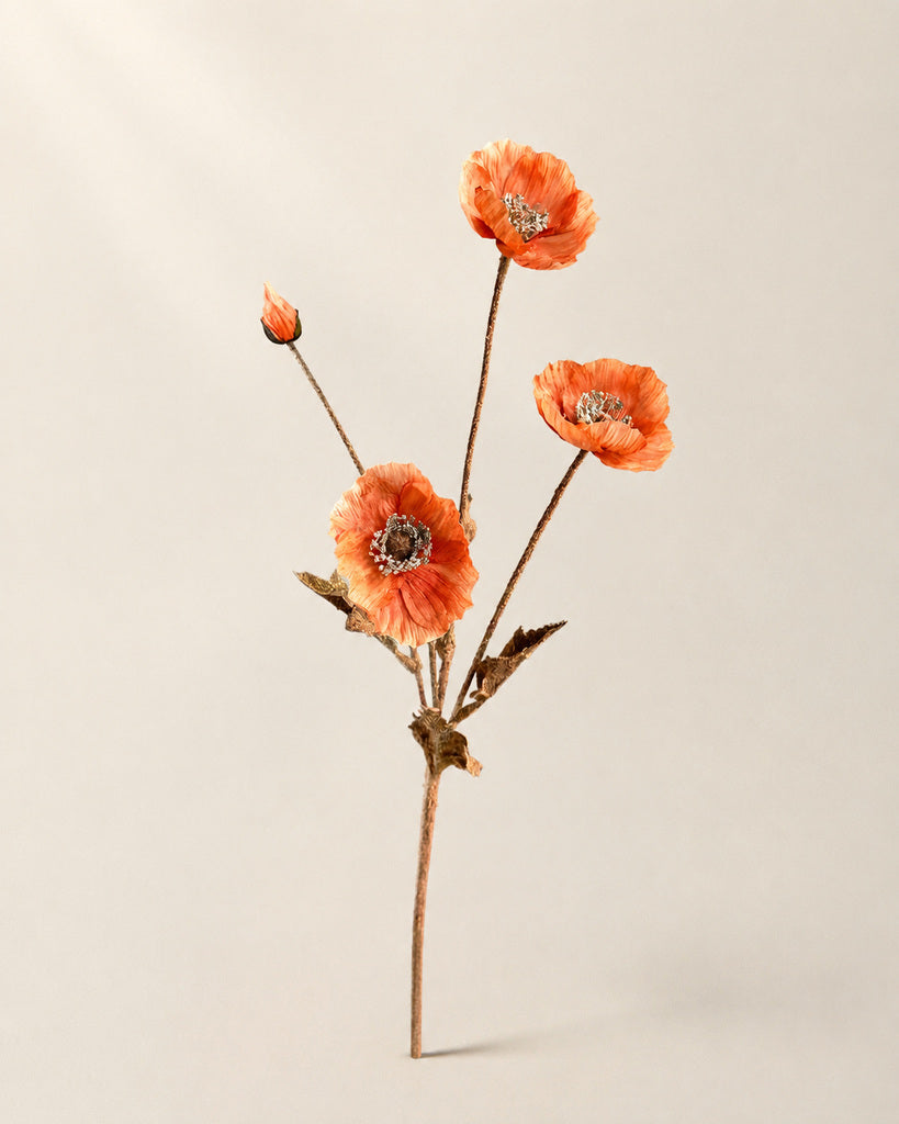 Orange Artificial Autumn Coral Floral Stem