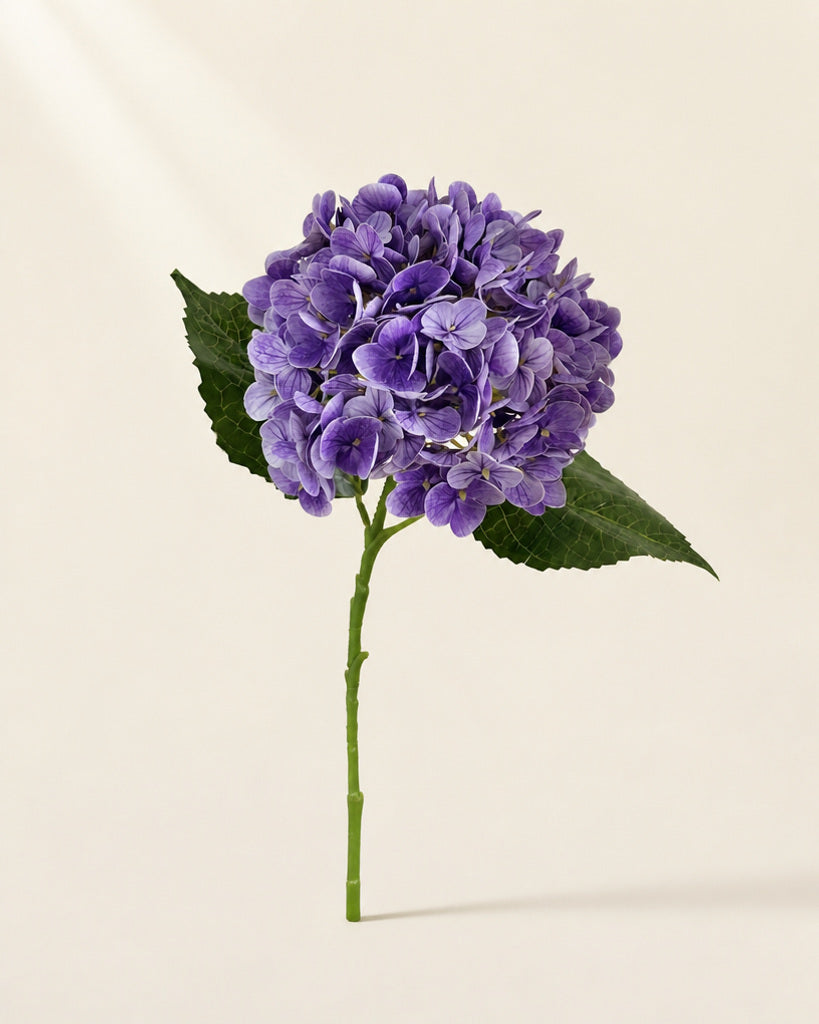 Purple Fabric Artificial Hydrangea Stem - 51 cm