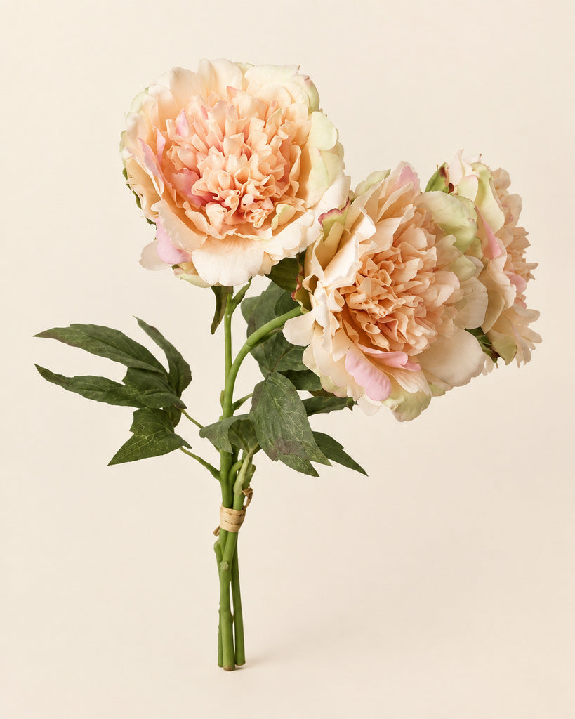 Peach Pink 3-Stem Artificial Peony Bouquet - 60 cm