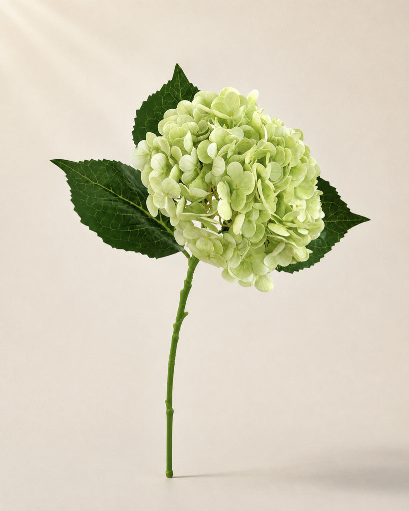 Light Green Fabric Artificial Hydrangea Stem - 51 cm