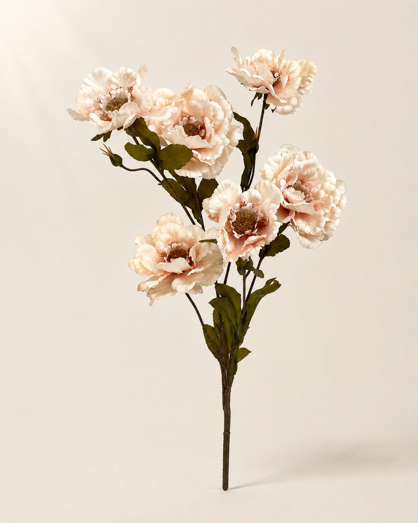 Light Dusty Pink Artificial Peony Floral Spray - 82 cm