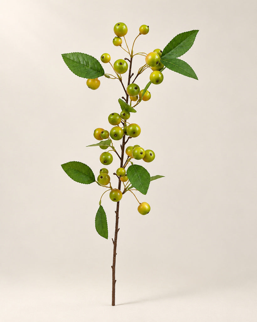 Green Artificial Crabapple Fruit Branch - 95 cm