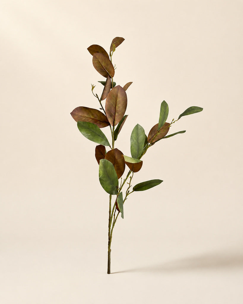 Green Brown Artificial Crape Myrtle Leaf Branch - 116 cm