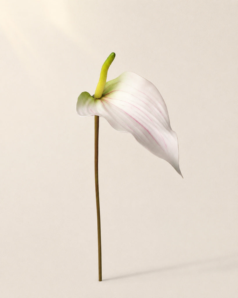 White Soft Rubber Artificial Anthurium Stem - 72 cm
