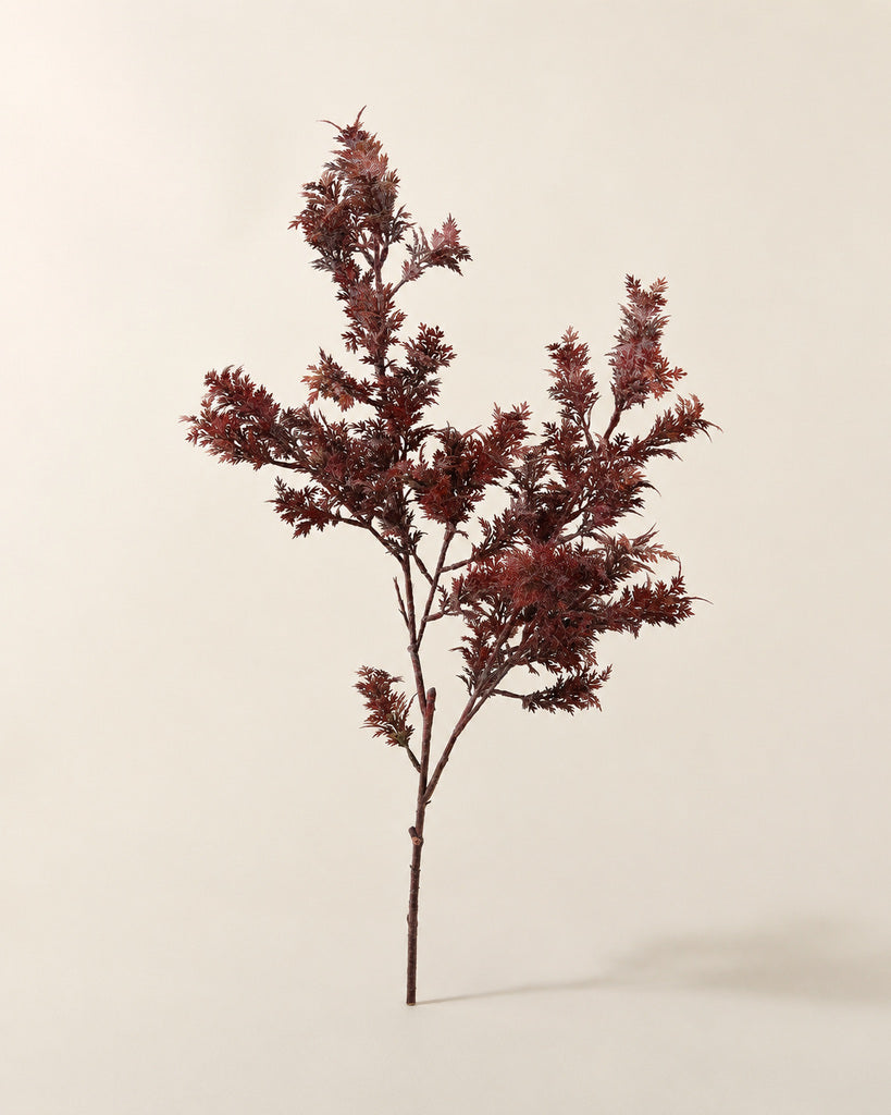 Burgundy Artificial Flocked Herb Branch - 80 cm