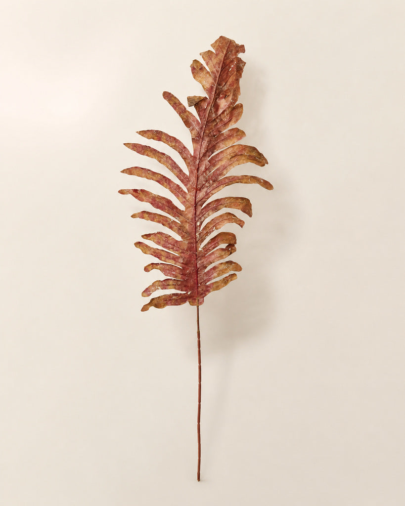 Brown Red Artificial Coated Feather Leaf Stem - 145 cm