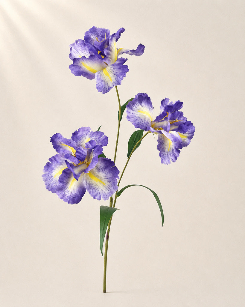 Blue Purple Artificial Large Iris Spray - 88 cm