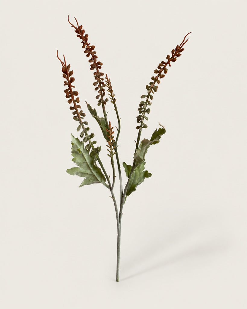 Deep Brown Flocked Layered Grass Artificial Stem - 73 cm