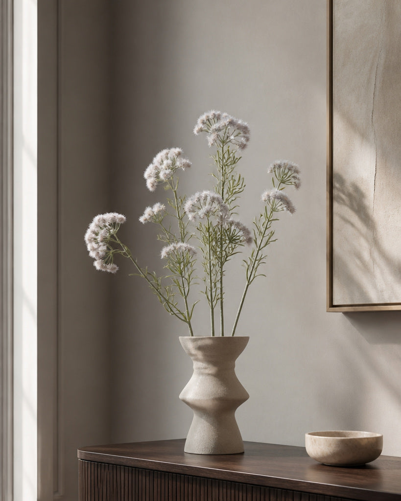 White Flocked Artificial Dandelion Stem - 35 cm