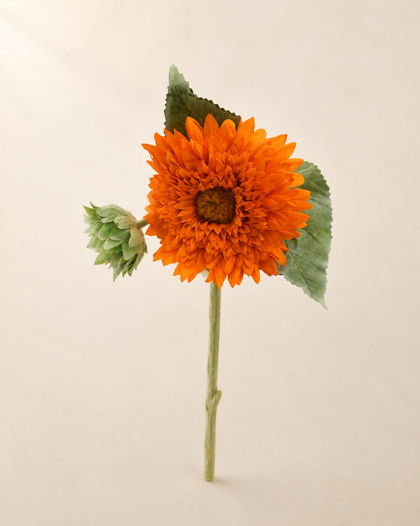 Deep Yellow Fabric Artificial Sunflower Stem - 45 cm