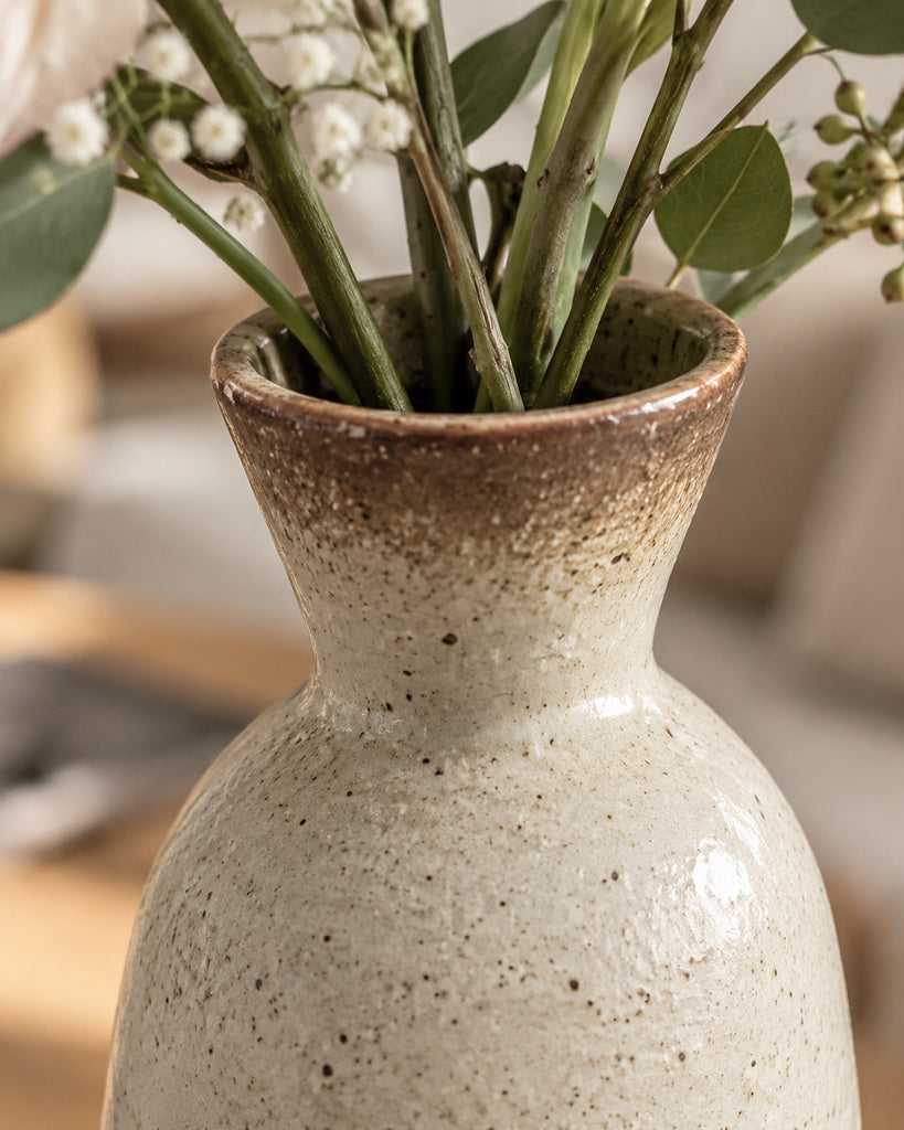 Speckled Ivory Handmade Ceramic Vase - 8.7"