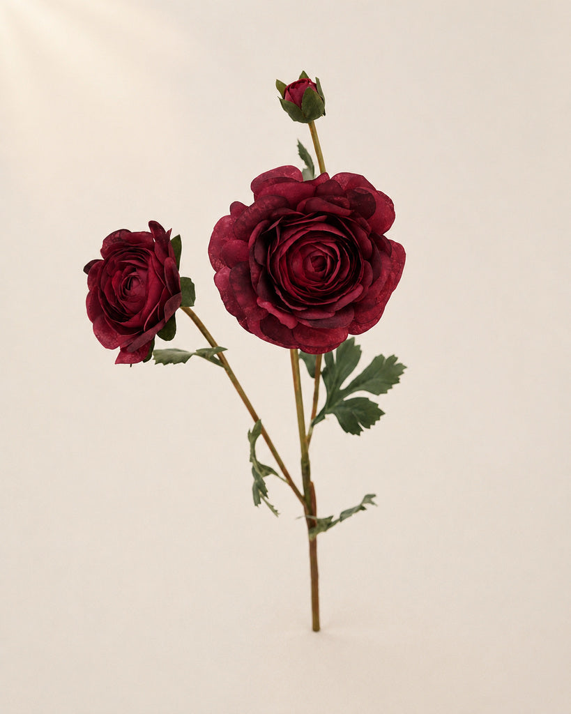 Magenta Fabric Artificial Ranunculus Spray - 70 cm