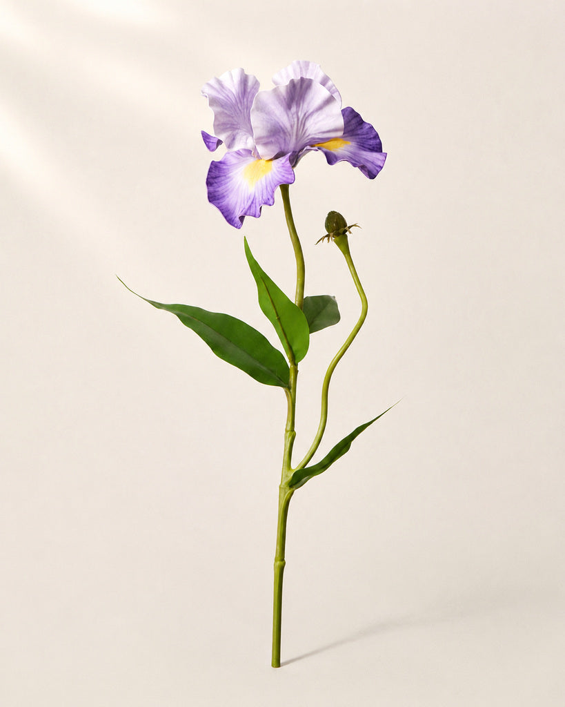Lavender Purple Soft Rubber & Fabric Artificial Iris Stem - 70 cm