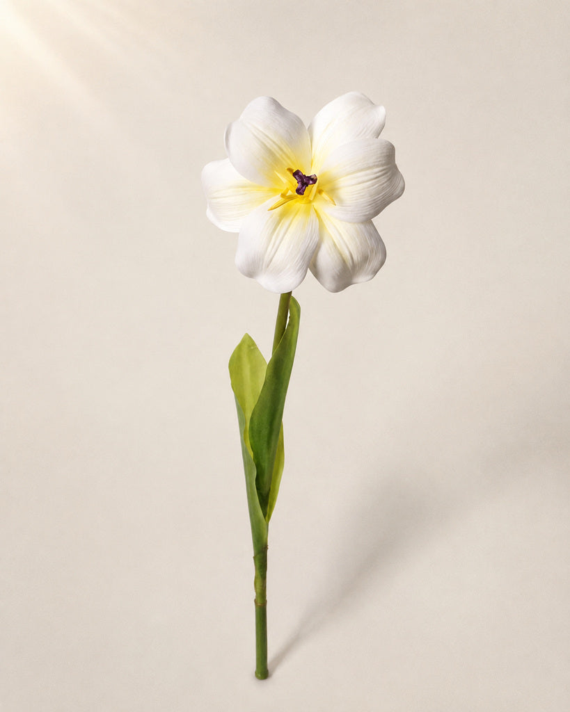 White PU Artificial Tulip Stem - 55 cm