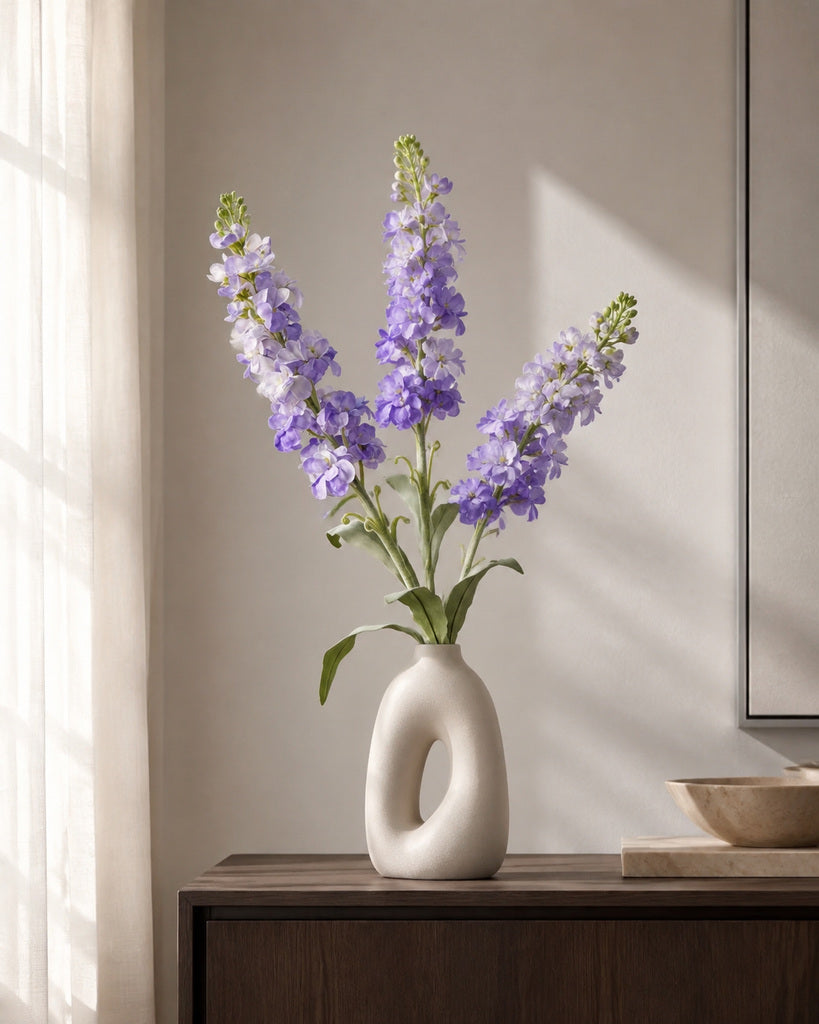 Blue Plastic & Fabric Artificial Stock Flower Stem - 82 cm