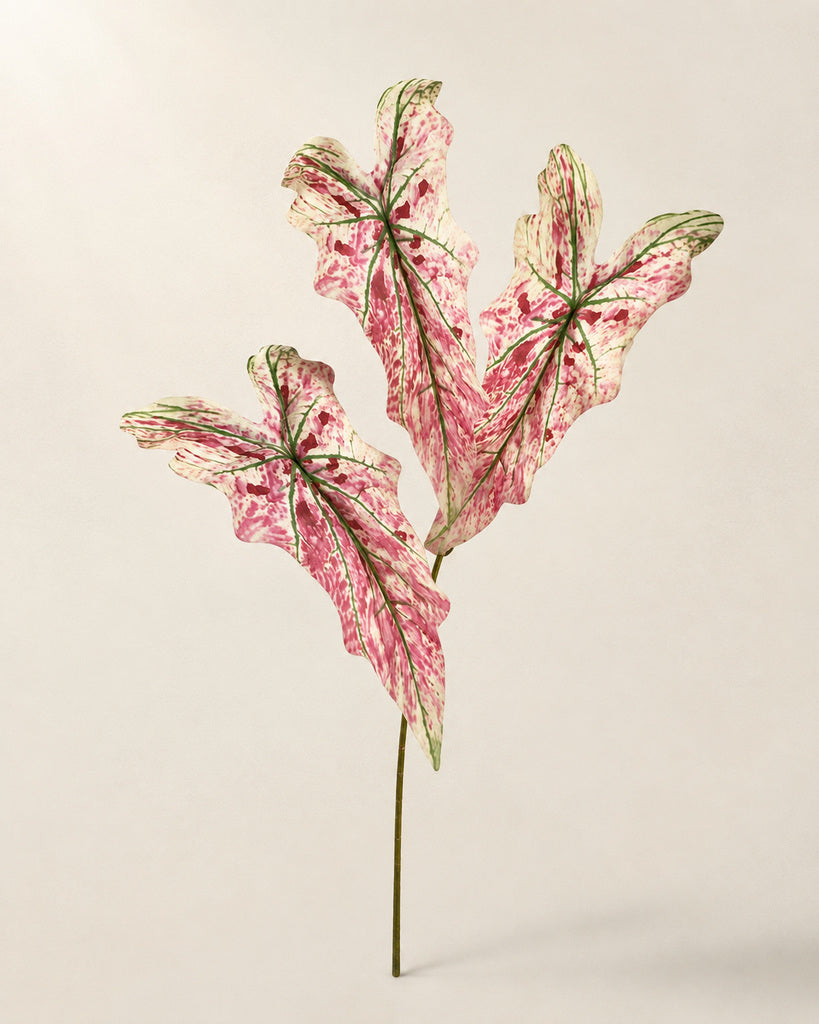 Pink White Artificial Fishbone Leaf Asparagus Greenery Stem - 69 cm