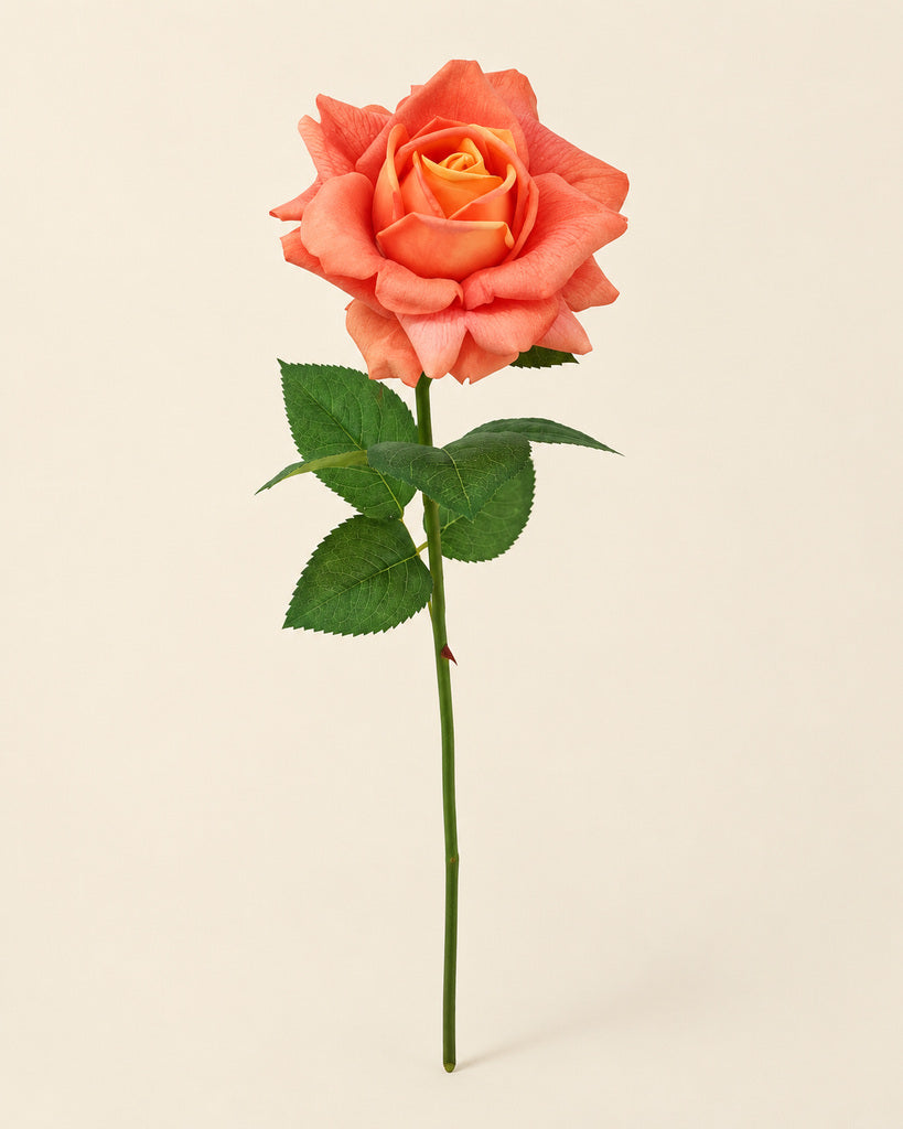 Orange Soft-Touch Artificial Rose Stem - 73 cm