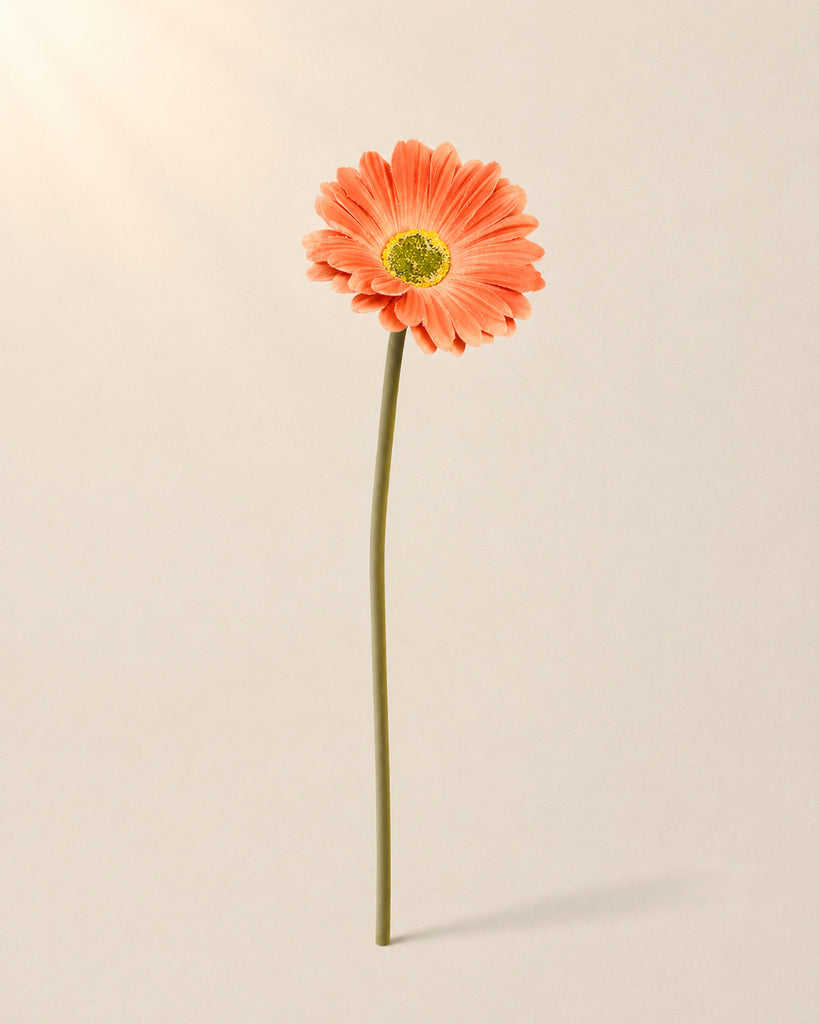 Coral PU Artificial Gerbera Daisy Floral Stem - 34 cm