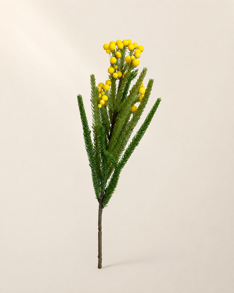Yellow Artificial Coral Berry Branch - 54 cm