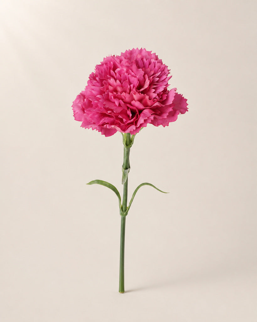Magenta Real Touch Fabric Artificial Carnation Stem - 50 cm