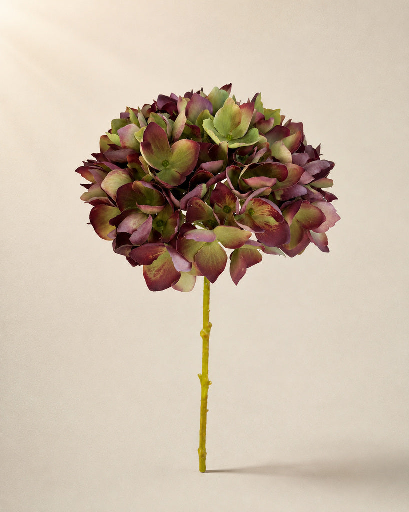 Burgundy Artificial Hydrangea Floral Stem - 48 cm