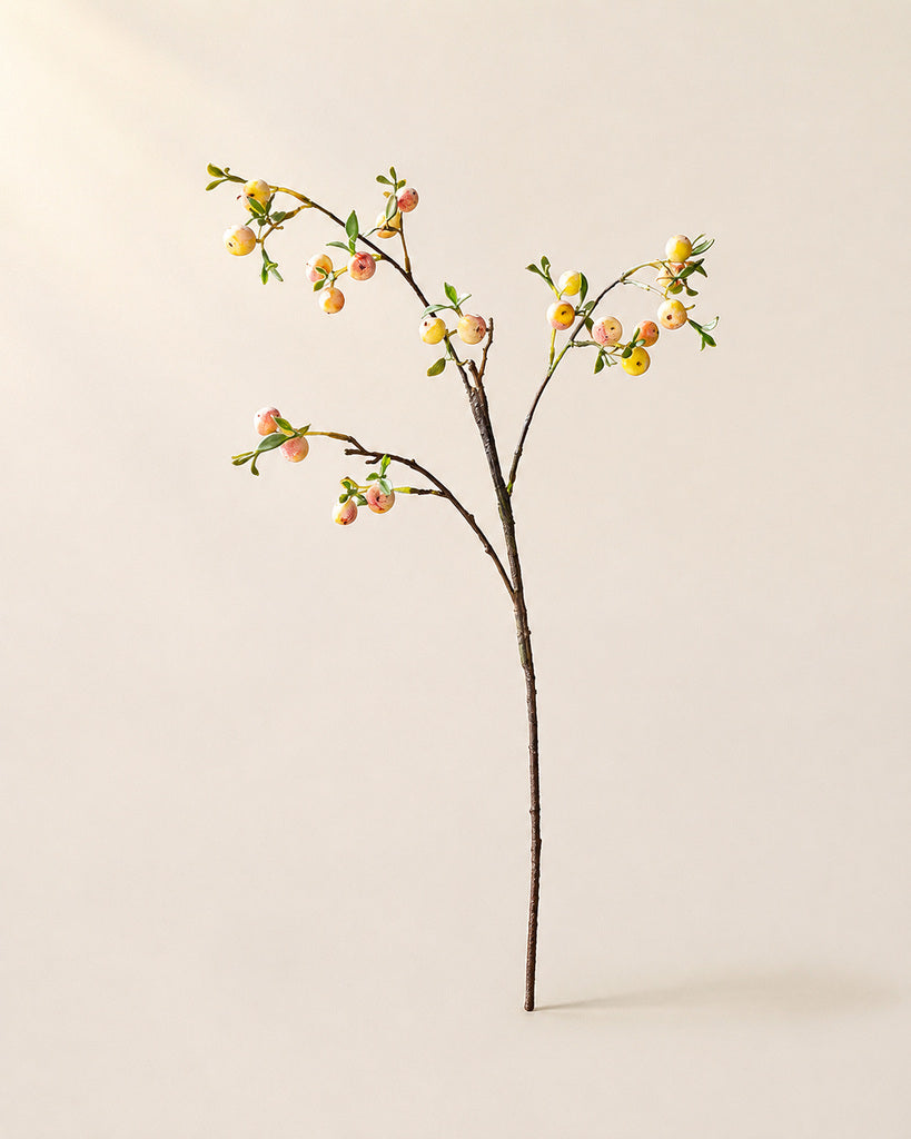 Orange Plastic Artificial Blueberry Branch - 71 cm