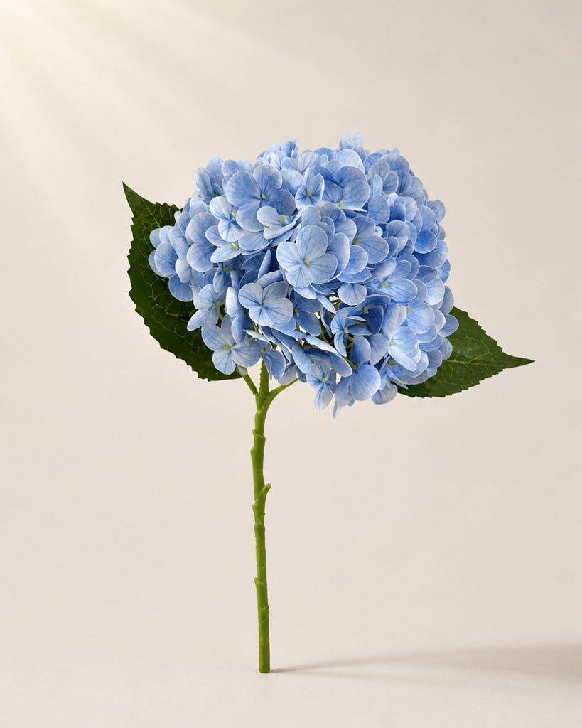 Light Blue Fabric Artificial Hydrangea Stem - 51 cm