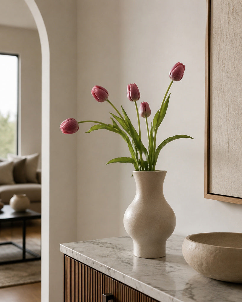 Mauve Artificial Tulip Bud Stem - 49 cm