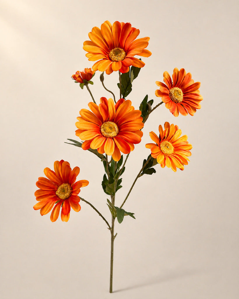 Orange Artificial Daisy Floral Stem - 75 cm