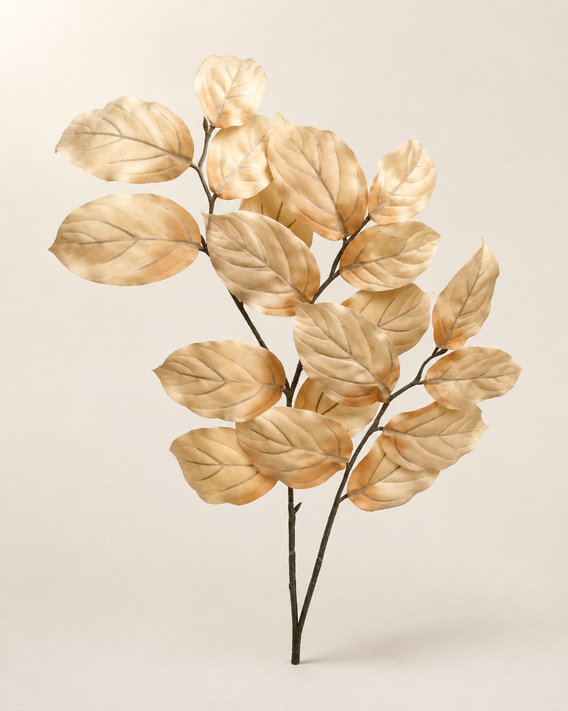 Light Caramel Artificial Saba Leaf Branch - 70 cm