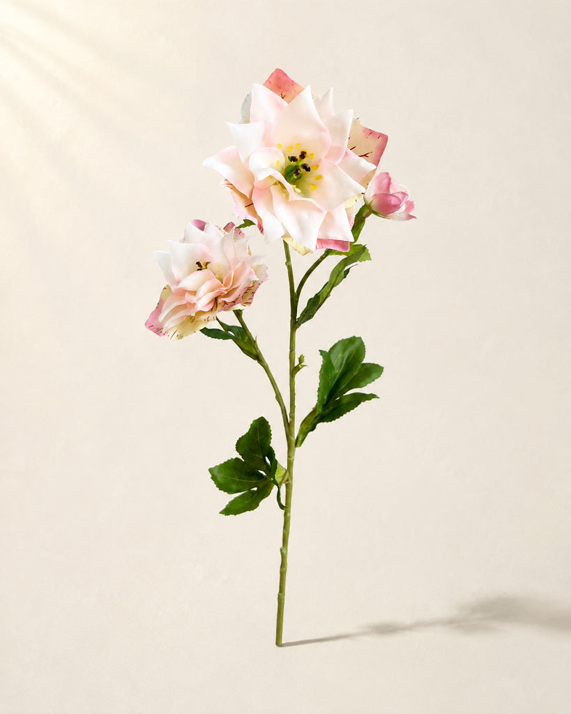 Pink White Artificial Clematis Floral Stem - 66 cm