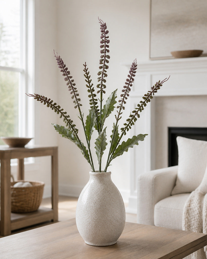 Light Purple Flocked Layered Grass Artificial Stem - 73 cm