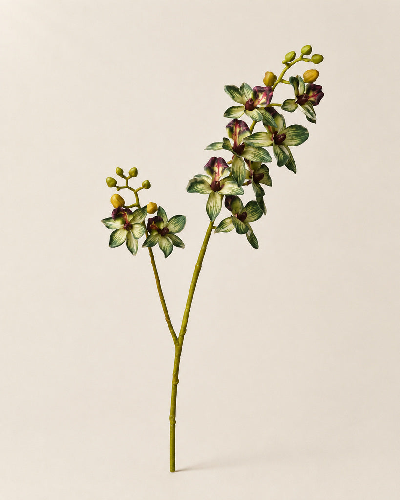 Green Nylon Mesh Artificial Chidori Orchid Spray - 87 cm