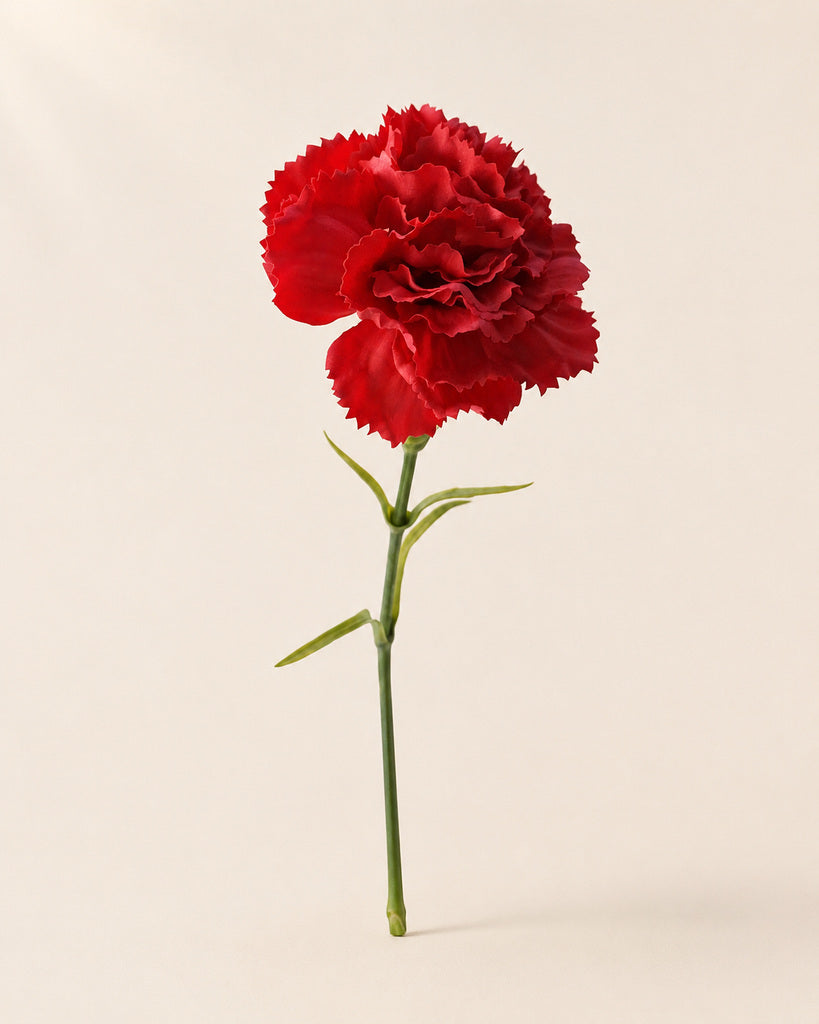 Red Real Touch Fabric Artificial Carnation Stem - 50 cm