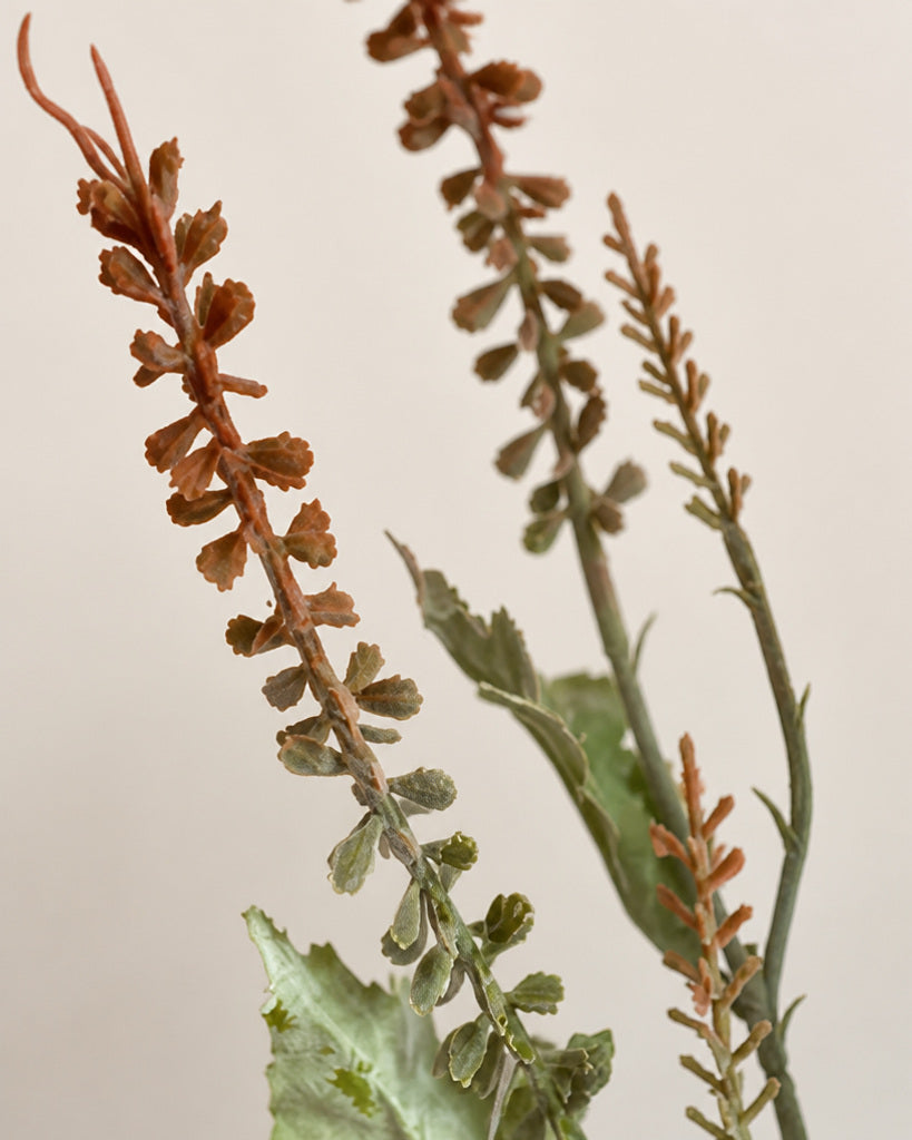 Deep Brown Flocked Layered Grass Artificial Stem - 73 cm