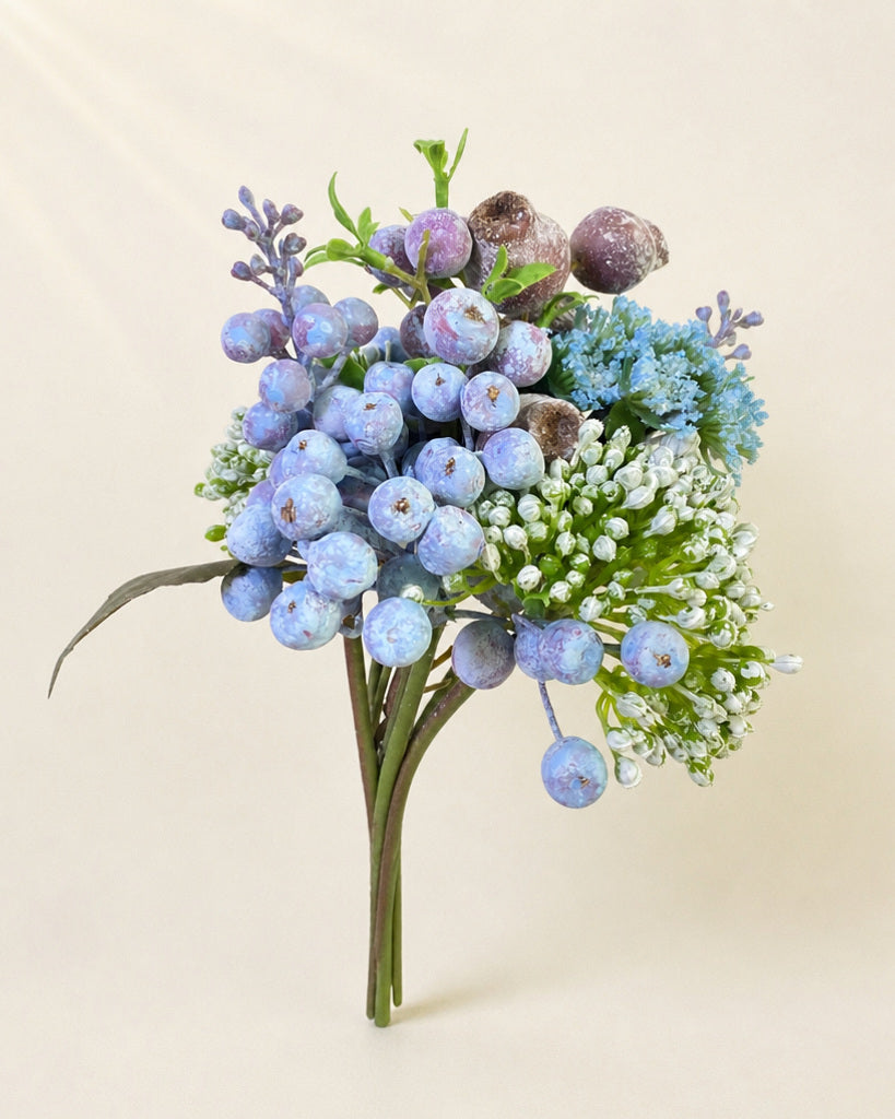 Blue Purple Artificial Blueberry Berry Bundle - 32 cm