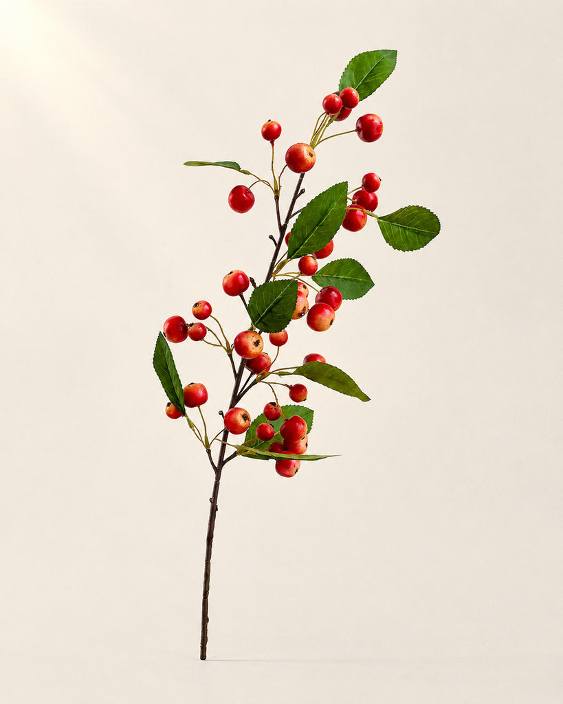 Red Artificial Crabapple Fruit Branch - 95 cm