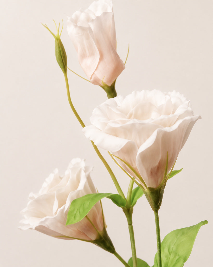 Cream Apricot Plastic Artificial Lisianthus Spray - 70 cm