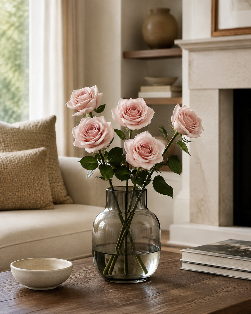 Autumn Purple Real Touch Artificial Carola Rose Stem - 66 cm