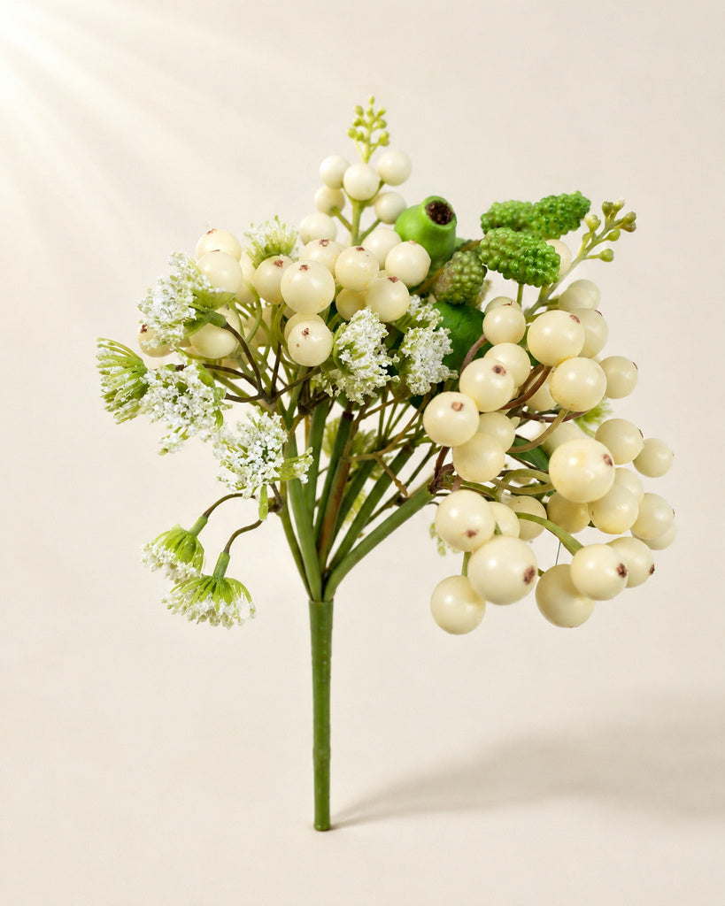 White Artificial Forest Berry Bundle - 32 cm