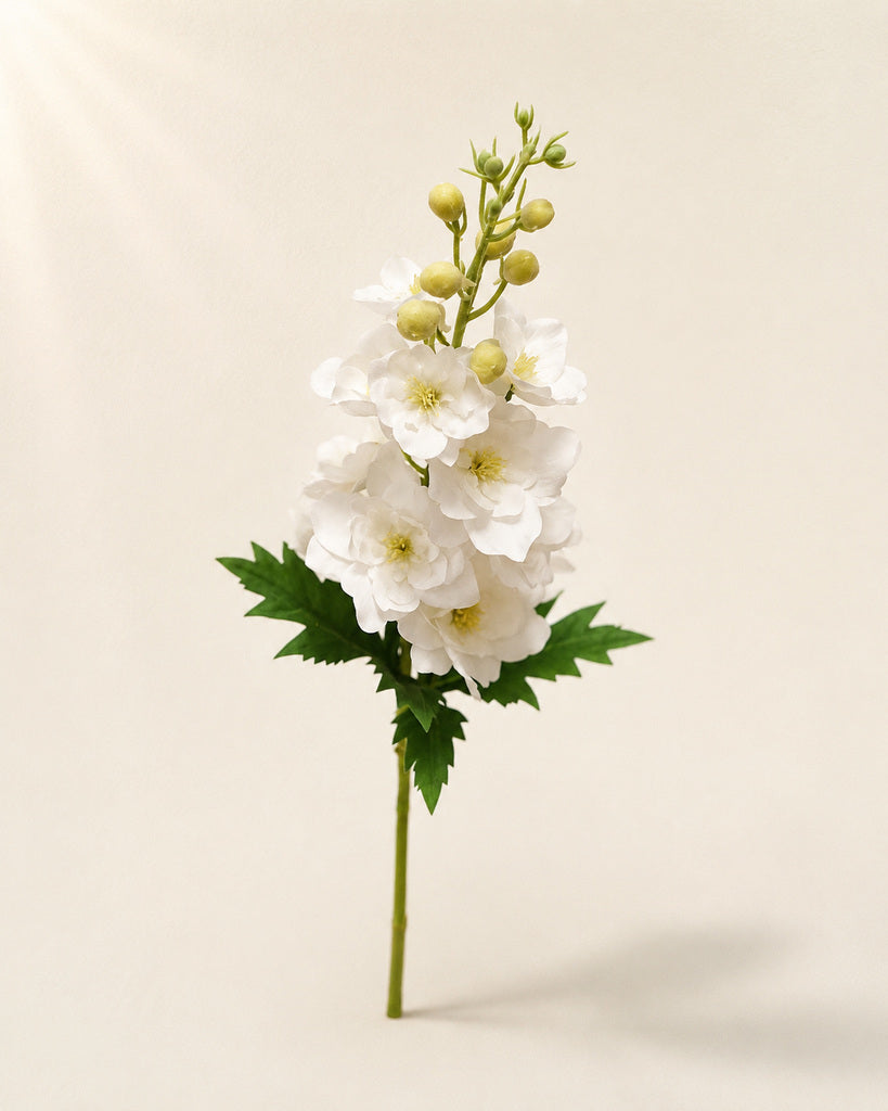 White Fabric Artificial Delphinium Spray - 72 cm