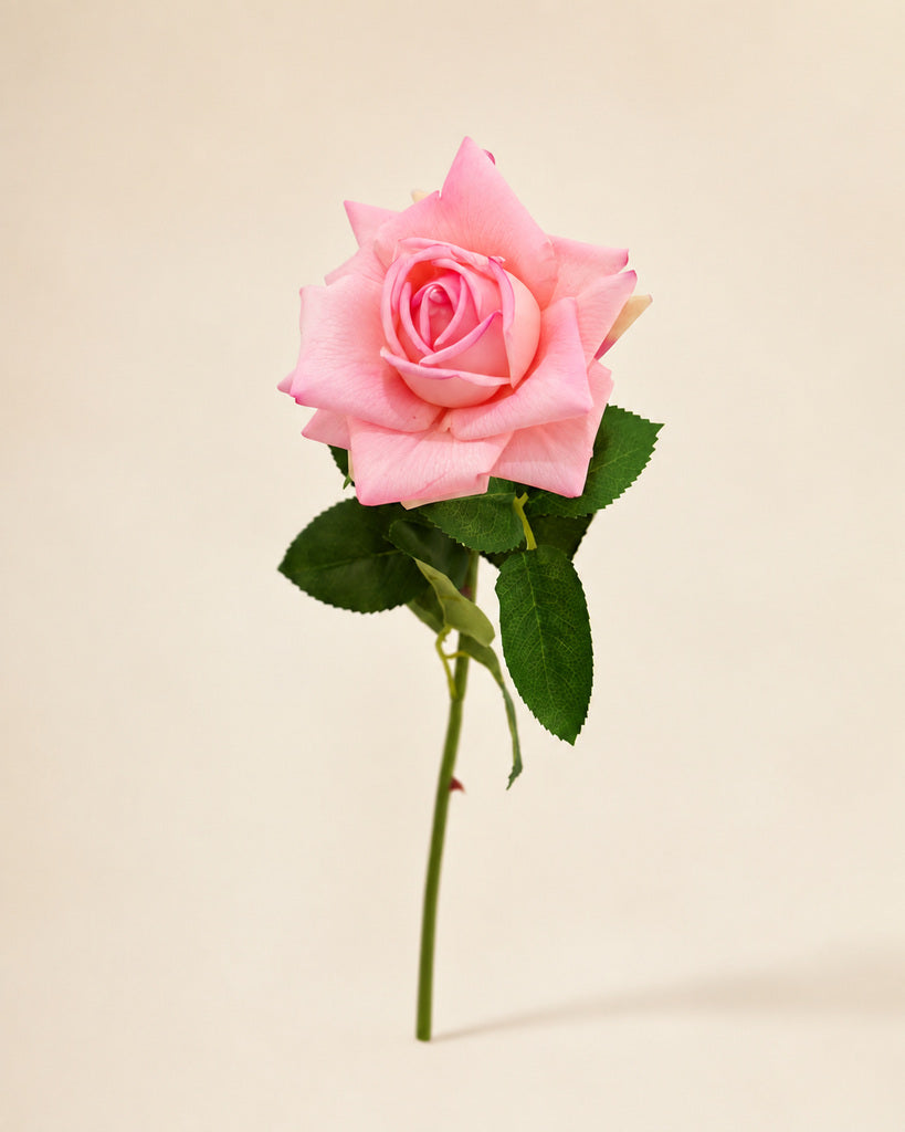 Pink Soft-Touch Artificial Rose Stem - 73 cm