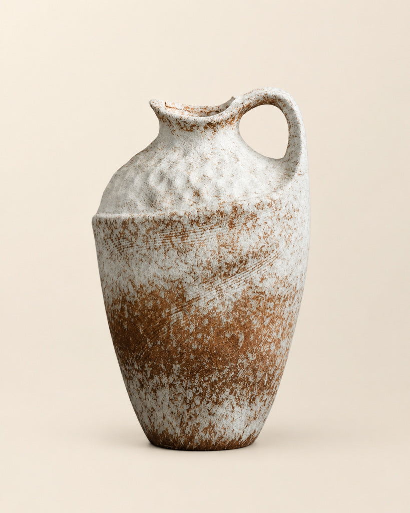 Distressed Frost White Single-Handle Tall Vase - 13.8"