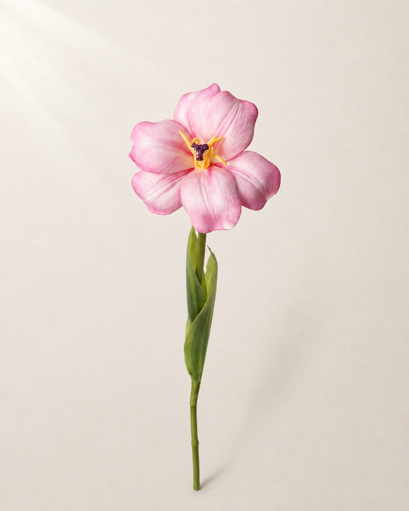 Light Pink PU Artificial Tulip Stem - 55 cm