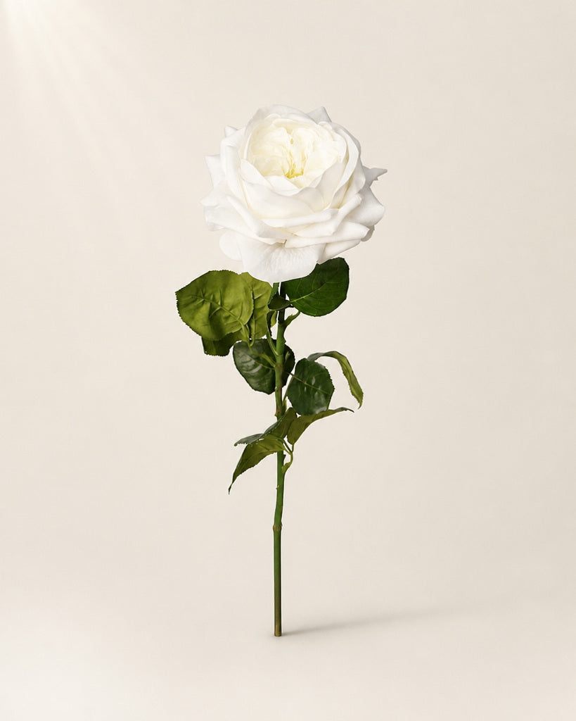 White Fabric Artificial Juliet Rose Stem - 69 cm