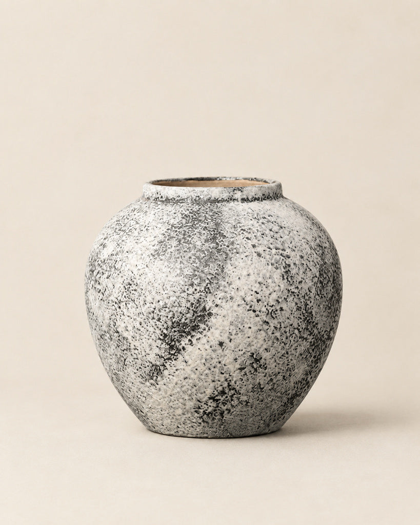 Snow White Speckled Textured Vase - 7.9"