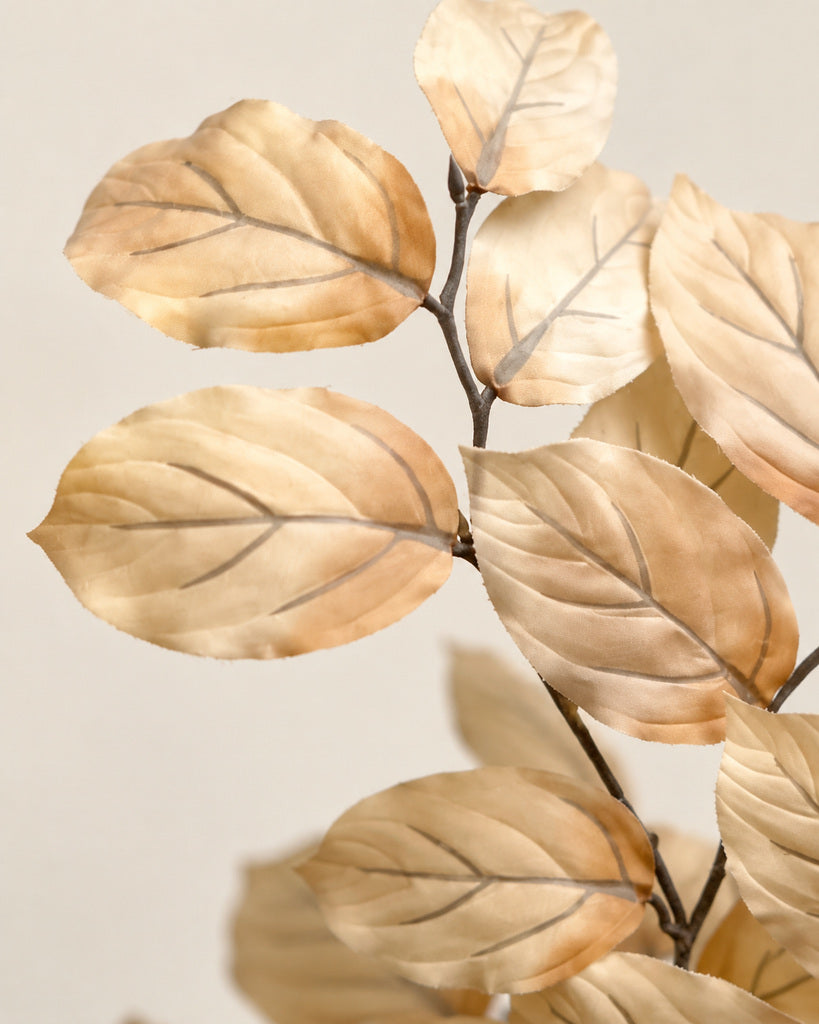 Light Caramel Artificial Saba Leaf Branch - 70 cm